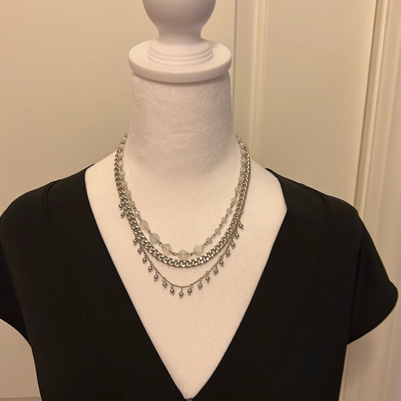 Charming Charlie Jewelry - Multi Strand Silver and White Necklace